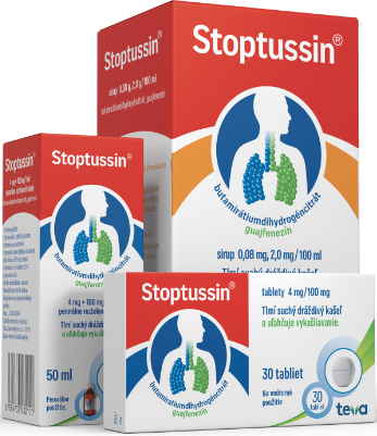 Tlmí suchý dráždivý,<br>ťažko utíšiteľný kašeľ<br><span>silou 2 účinných látok</span>